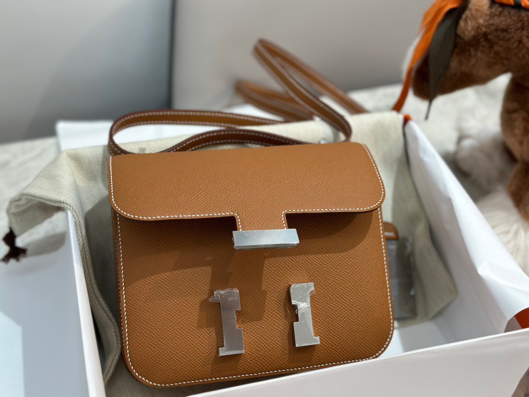 Hermes Constance 18 Mini Shoulder Bag In Brown Epsom Leather